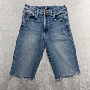 Mother Denim Shorts Womens 26 Blue The Insider Crop Step Fray Raw Hem Stretch